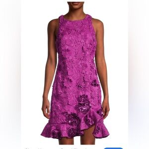 ☀️Emanuel Ungaro Pink Asymmetrical Ruffled Mini Dress